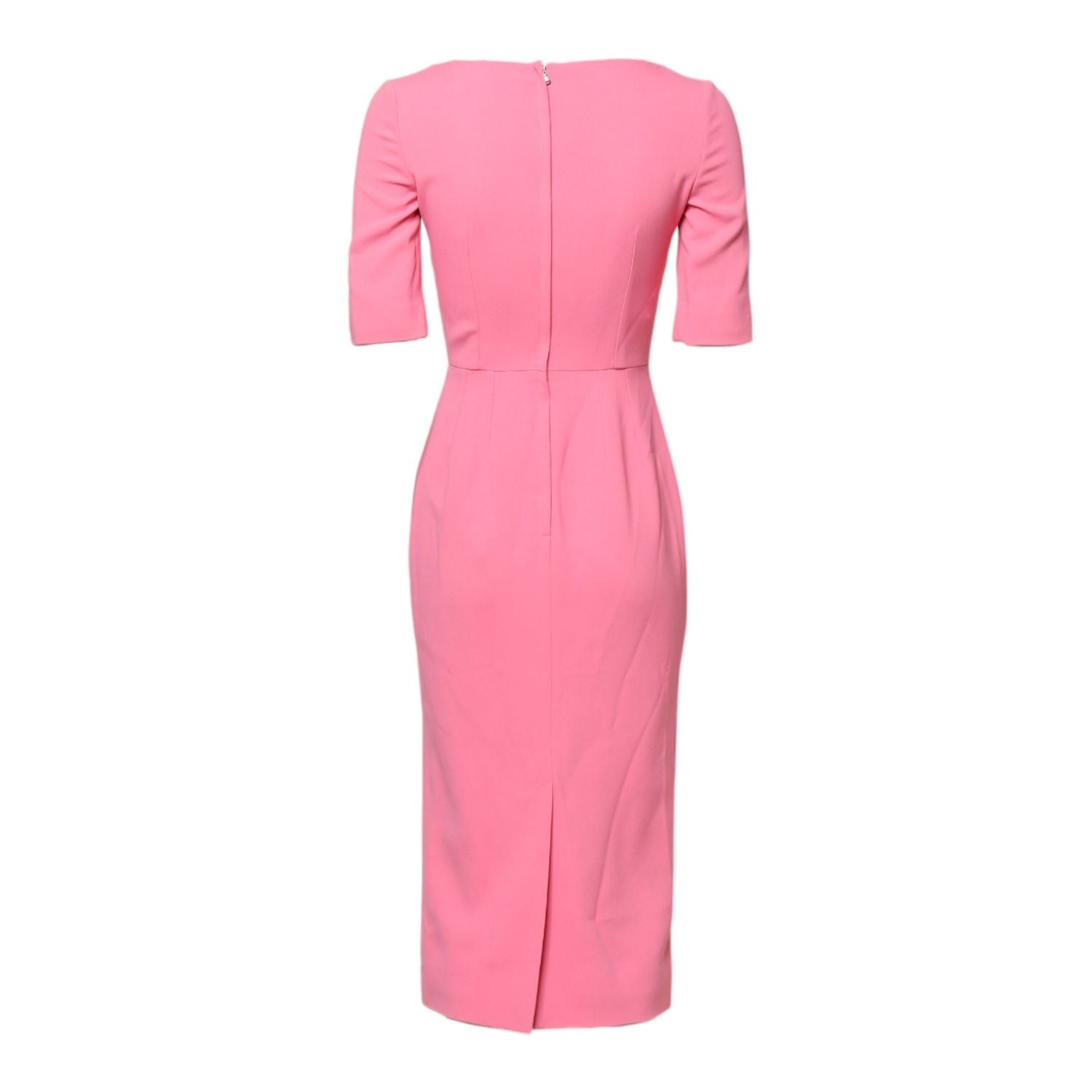 Dolce & Gabbana Pink Viscose Short Sleeve Sheath Midi Dress