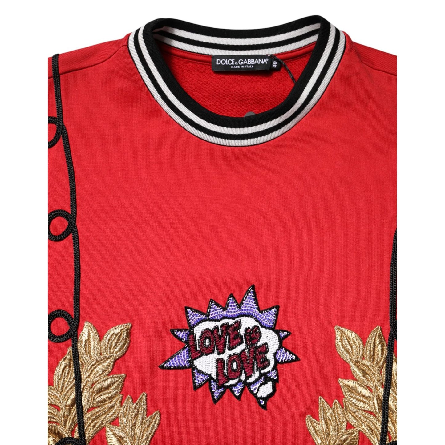 Dolce & Gabbana Red Cotton Queen Sequined Pullover Sweater