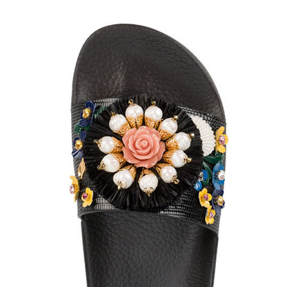 Dolce & Gabbana Black Calfskin Women Sandal