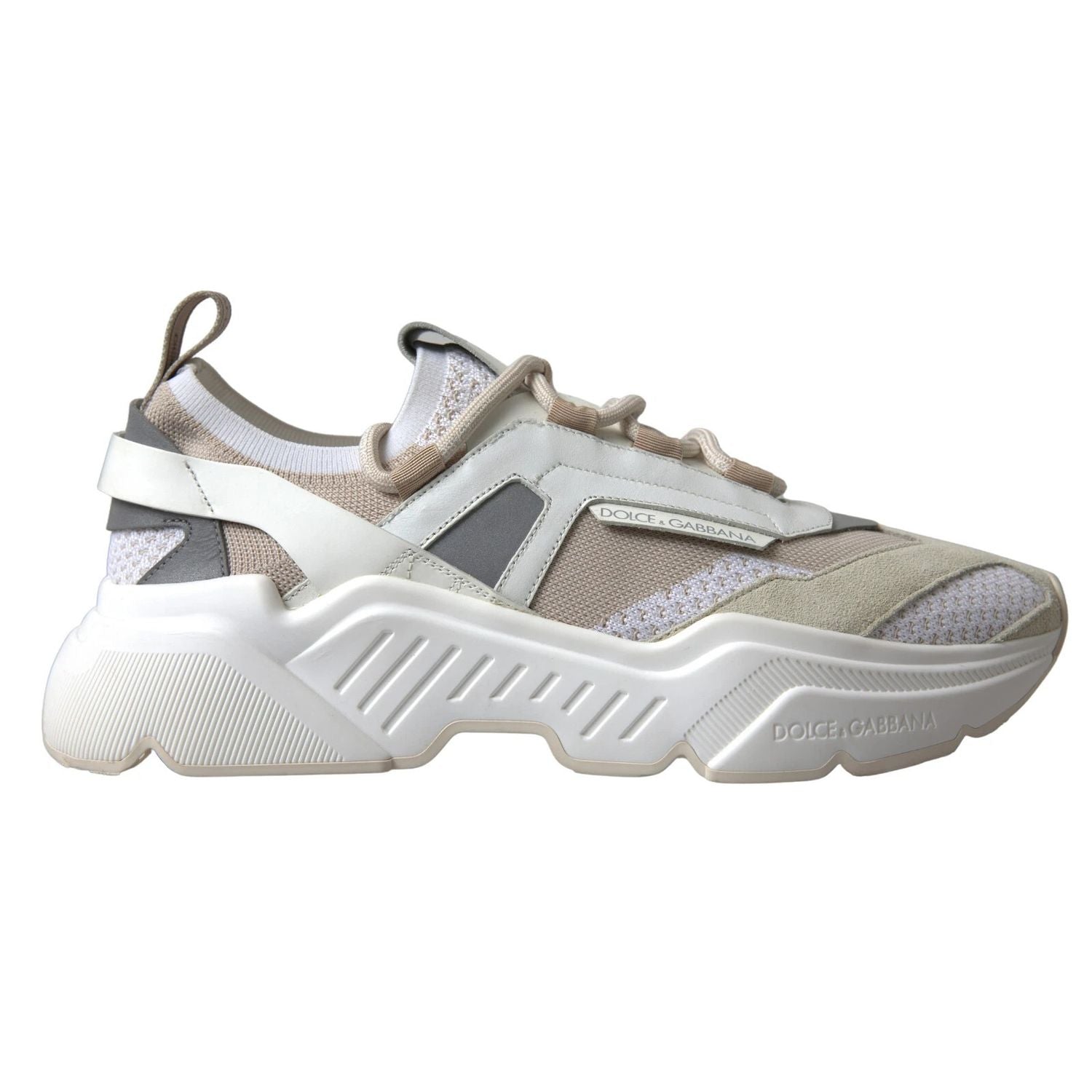 Dolce & Gabbana Sneakers White Beige Leather Sport DAYMASTER Shoes