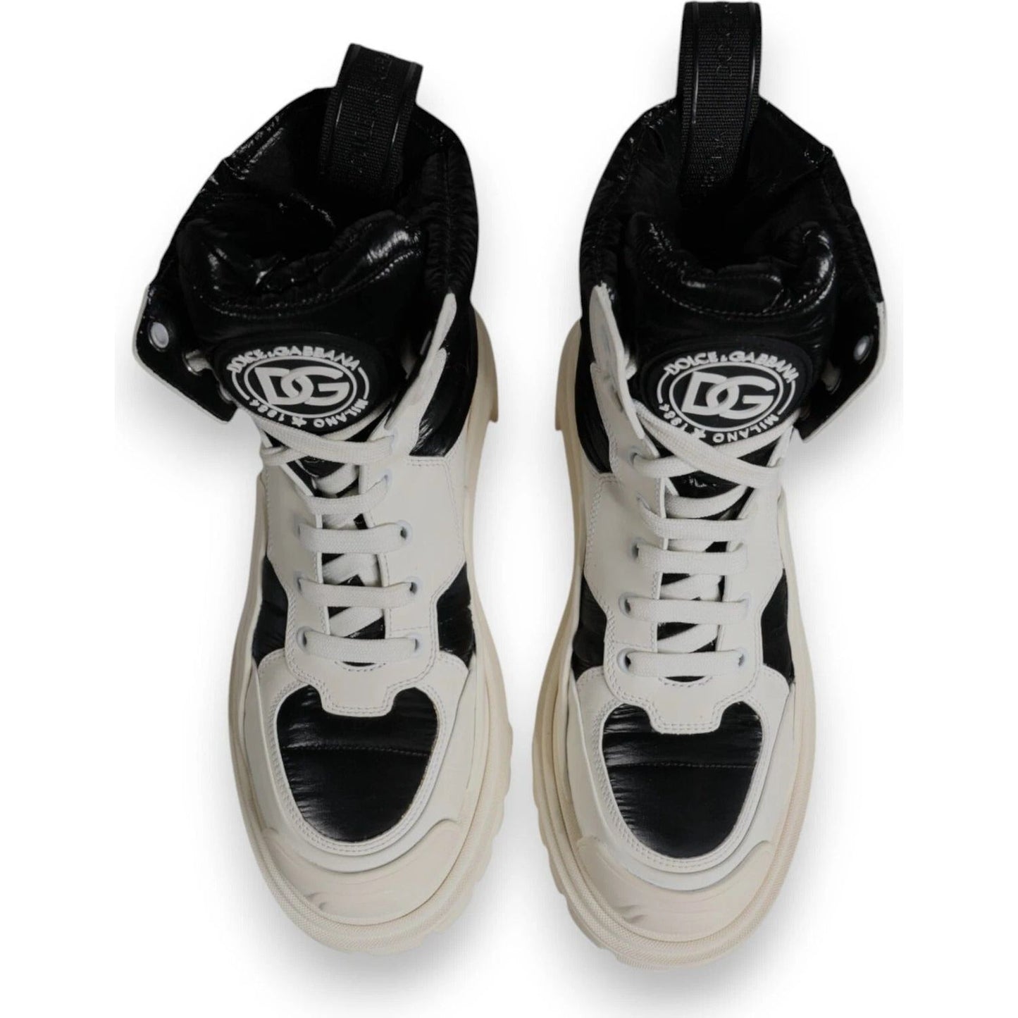 Dolce & Gabbana White Padded Mid Calf Lace Up Boots Shoes