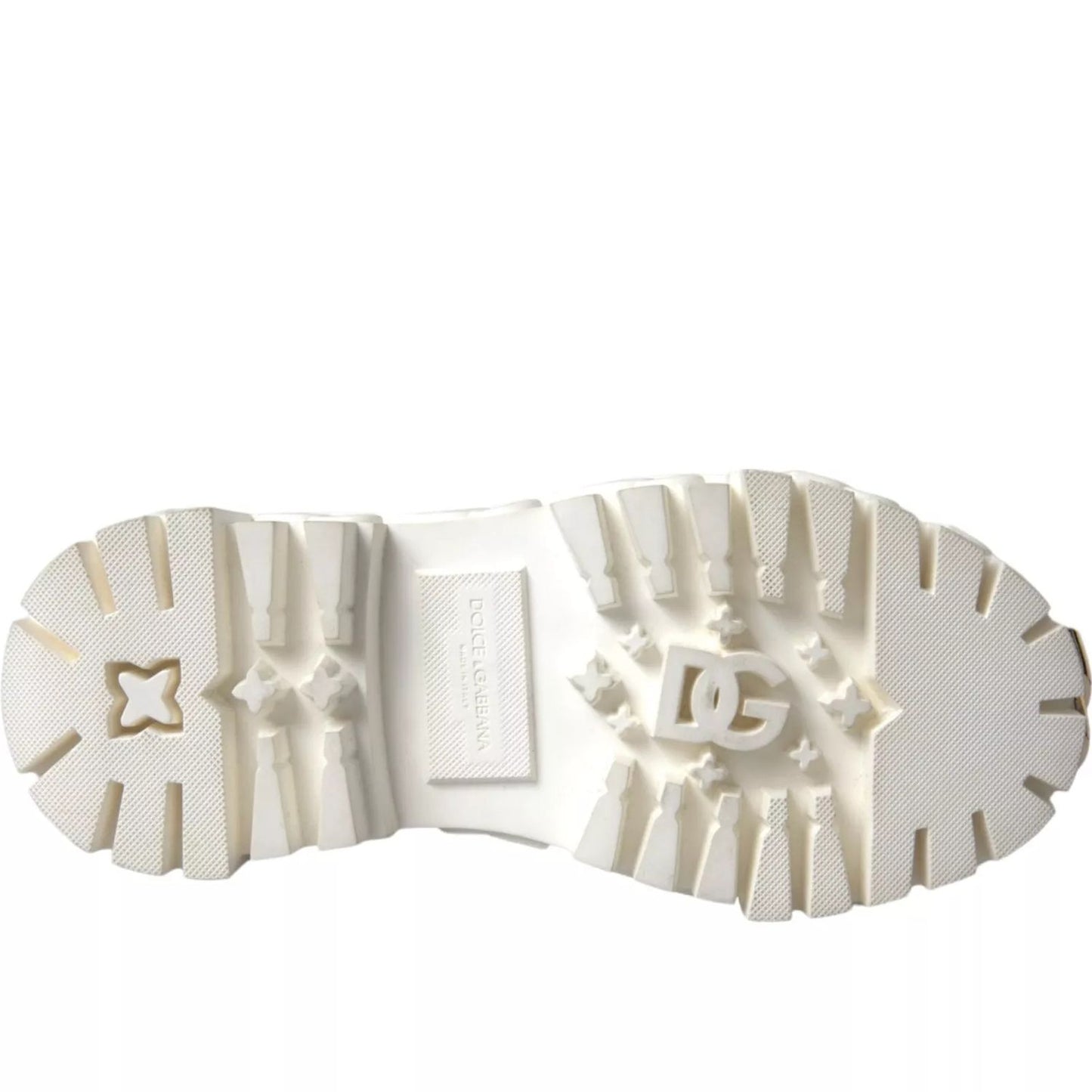 Dolce & Gabbana White Leather Rubber Logo Ankle Boots Shoes