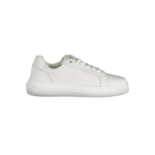Calvin Klein White Leather Women Sneaker with contrasting details for a stylish, comfortable look.