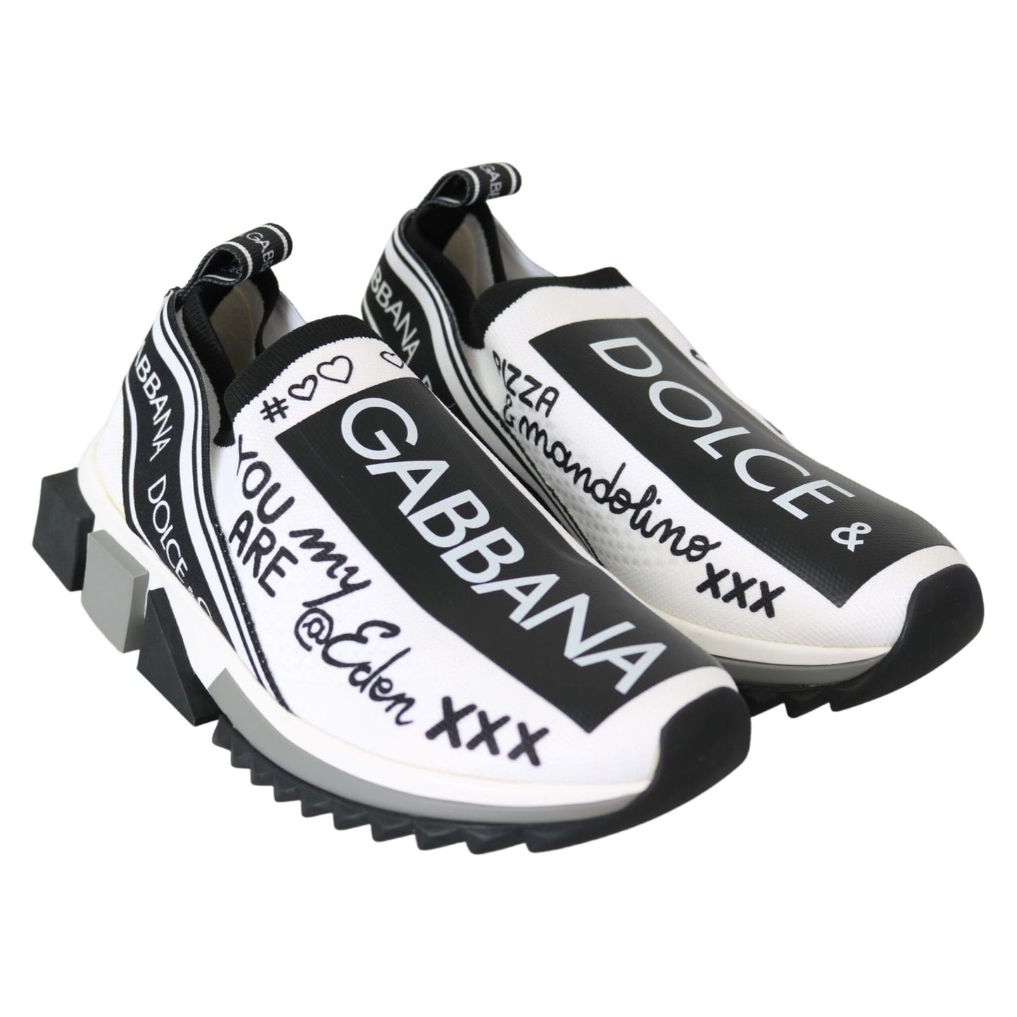 Dolce & Gabbana White Black Slip On Sorrento Sneakers