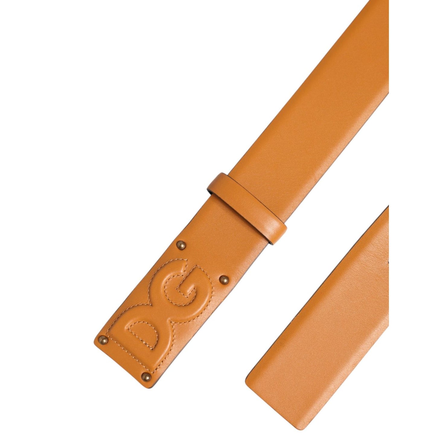 Dolce & Gabbana Brown Leather Buckle DG Logo Embossed Belt