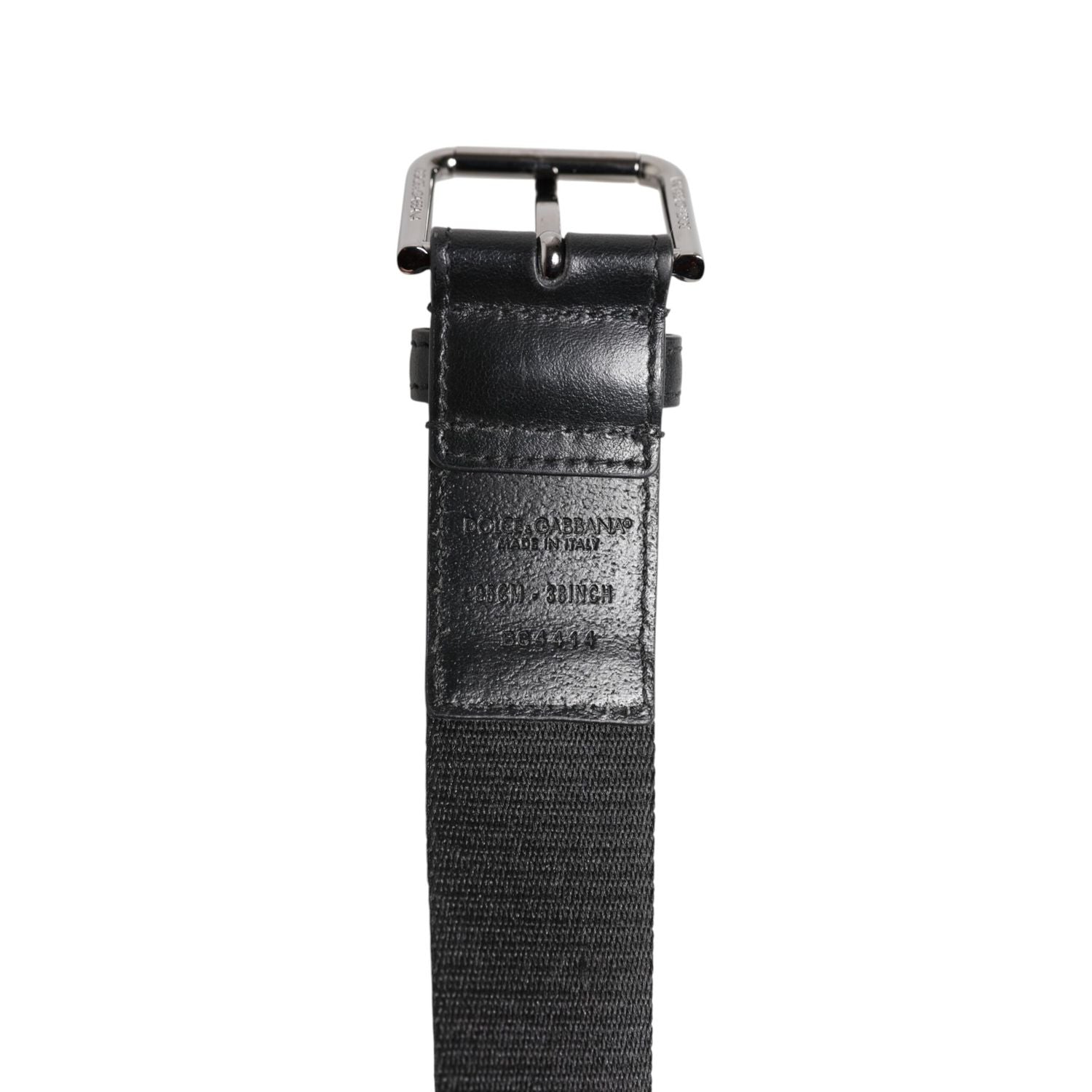 Dolce & Gabbana Black Blue DG Logo Silver Metal Buckle Belt