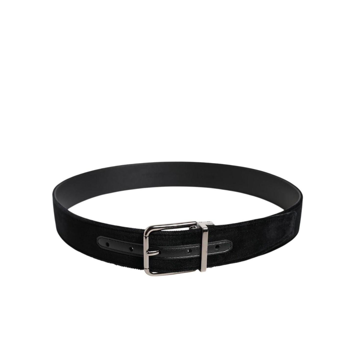 Dolce & Gabbana Black Cotton Silver Metal Buckle Belt