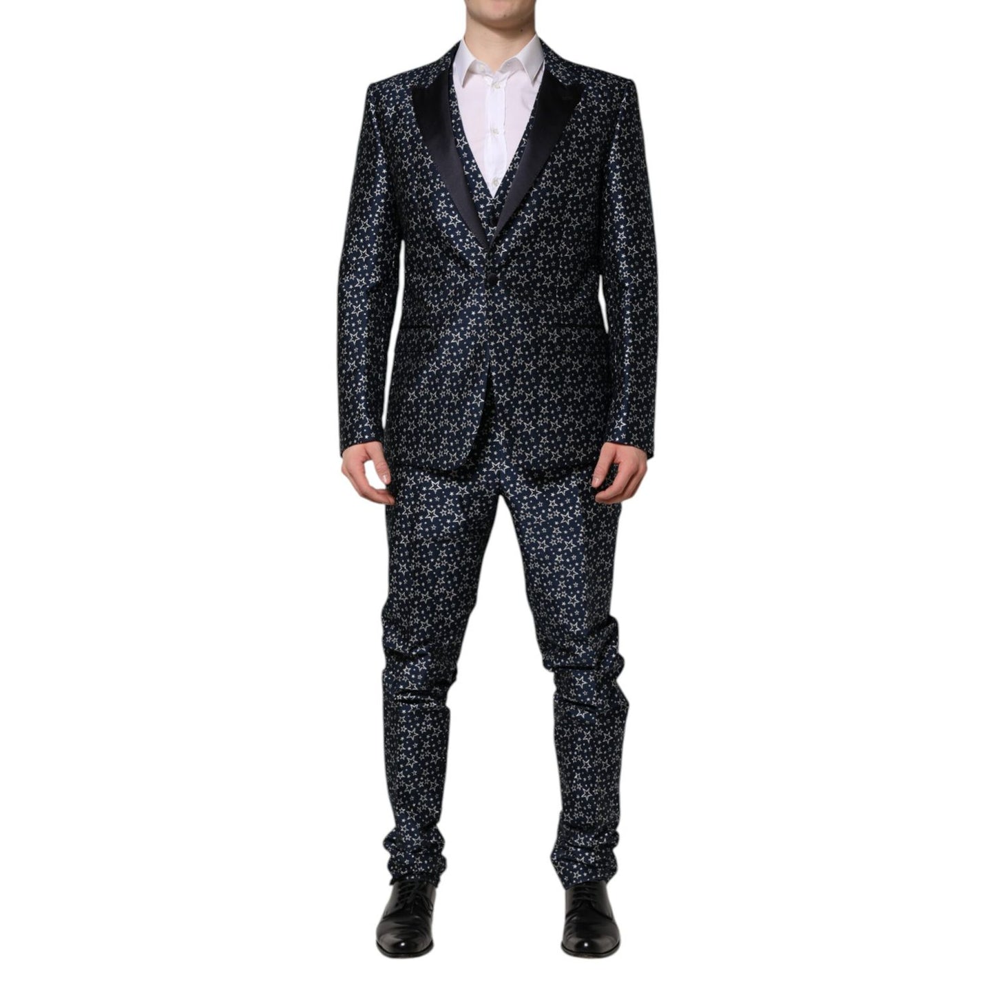 Dolce & Gabbana Blue MARTINI Star Jacquard 3 Piece Suit