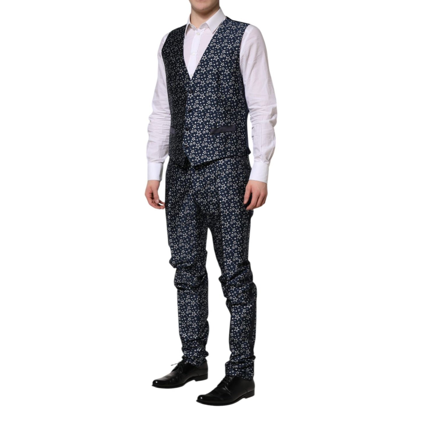 Dolce & Gabbana Blue MARTINI Star Jacquard 3 Piece Suit