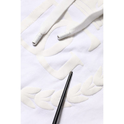 Dolce & Gabbana White Embossed Logo Hooded Sweatshirt Sweater