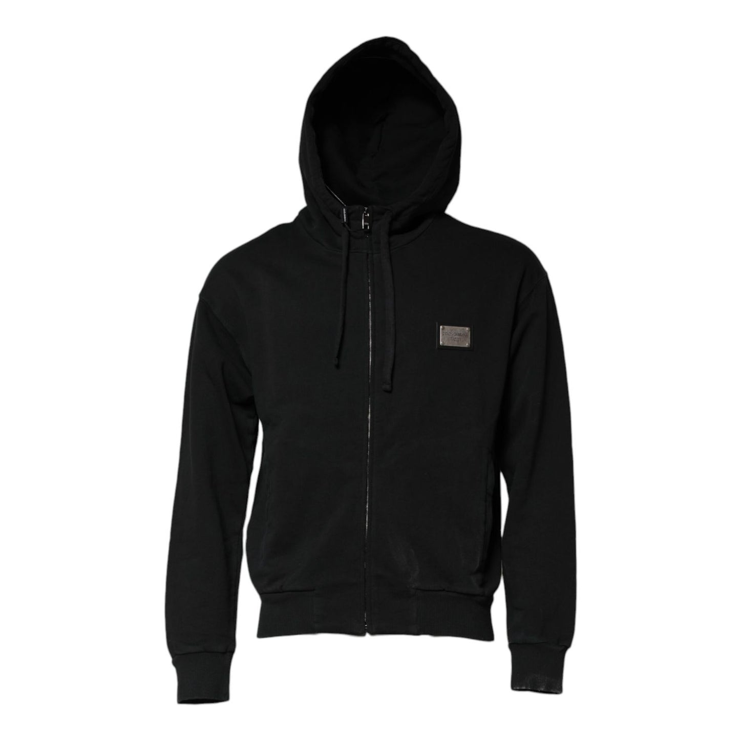 Dolce & Gabbana Black Logo Full Zip Hooded Men Sweatshirt Sweater