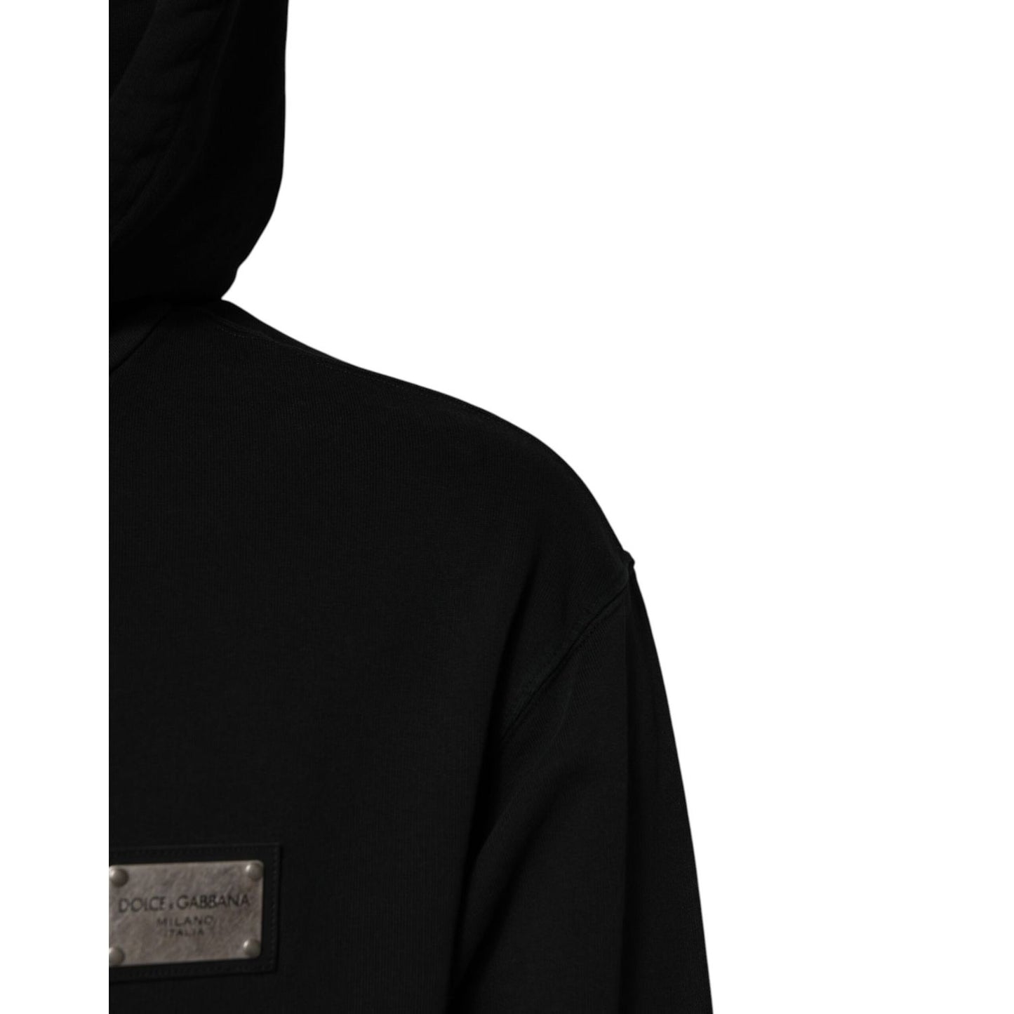 Dolce & Gabbana Black Logo Full Zip Hooded Men Sweatshirt Sweater