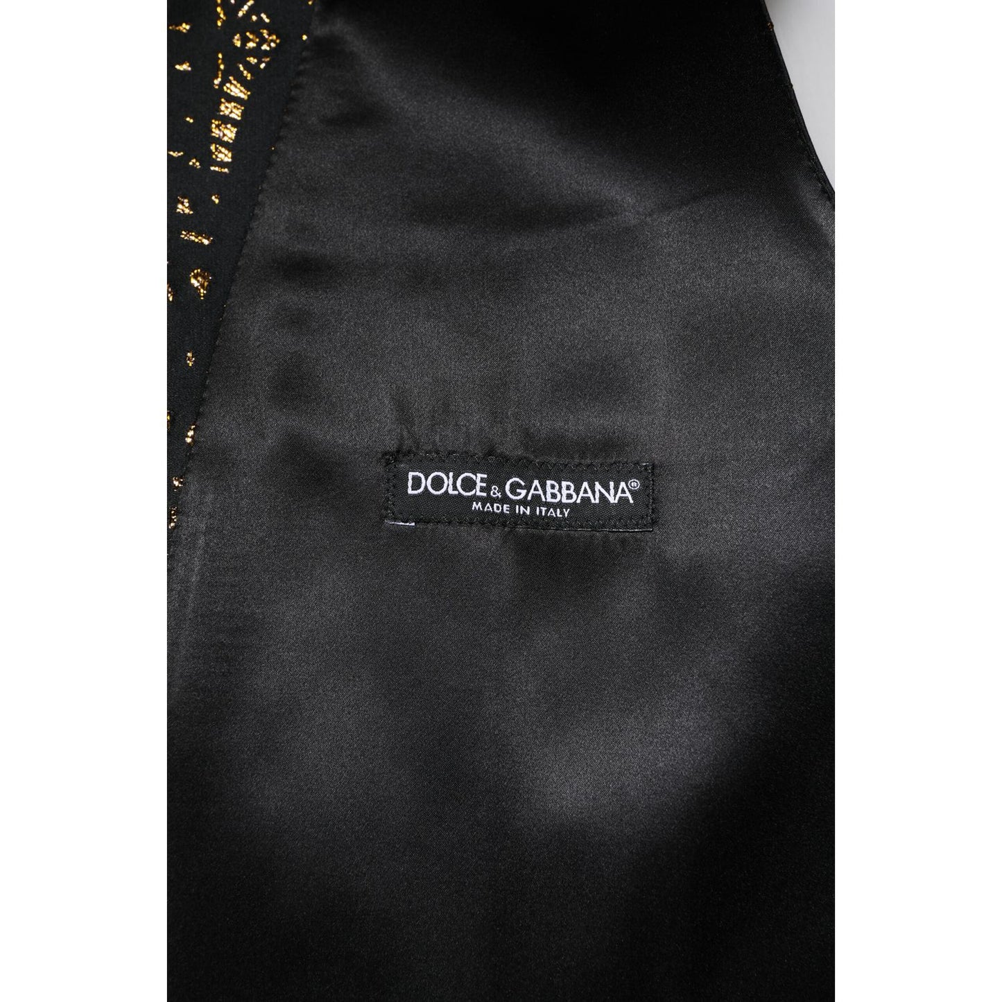 Dolce & Gabbana Black Lurex Dress Formal Men Waistcoat Vest