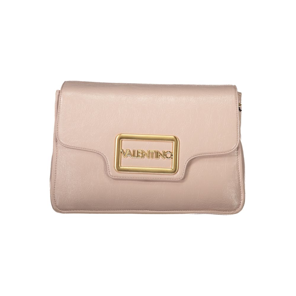 Mario Valentino Pink Polyethylene Women Handbag with gold accents and structured interior, featuring versatile carry options.