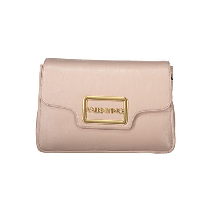 Mario Valentino Pink Polyethylene Women Handbag with gold accents and structured interior, featuring versatile carry options.