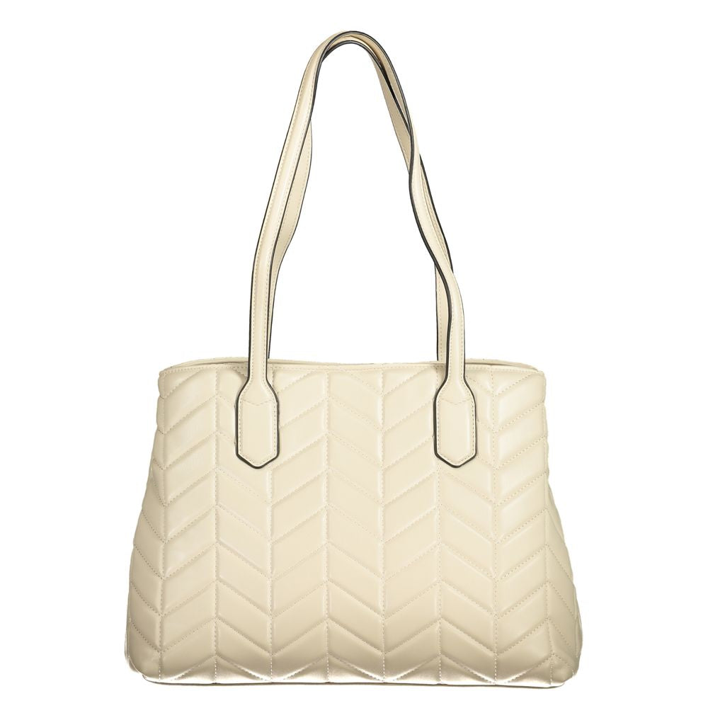 Mario Valentino Beige Polyethylene Women Handbag with shoulder handles and elegant design