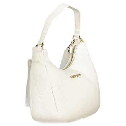 Mario Valentino White Polyethylene Women Handbag with adjustable strap and zip closure, showcasing eco-friendly elegance and style.