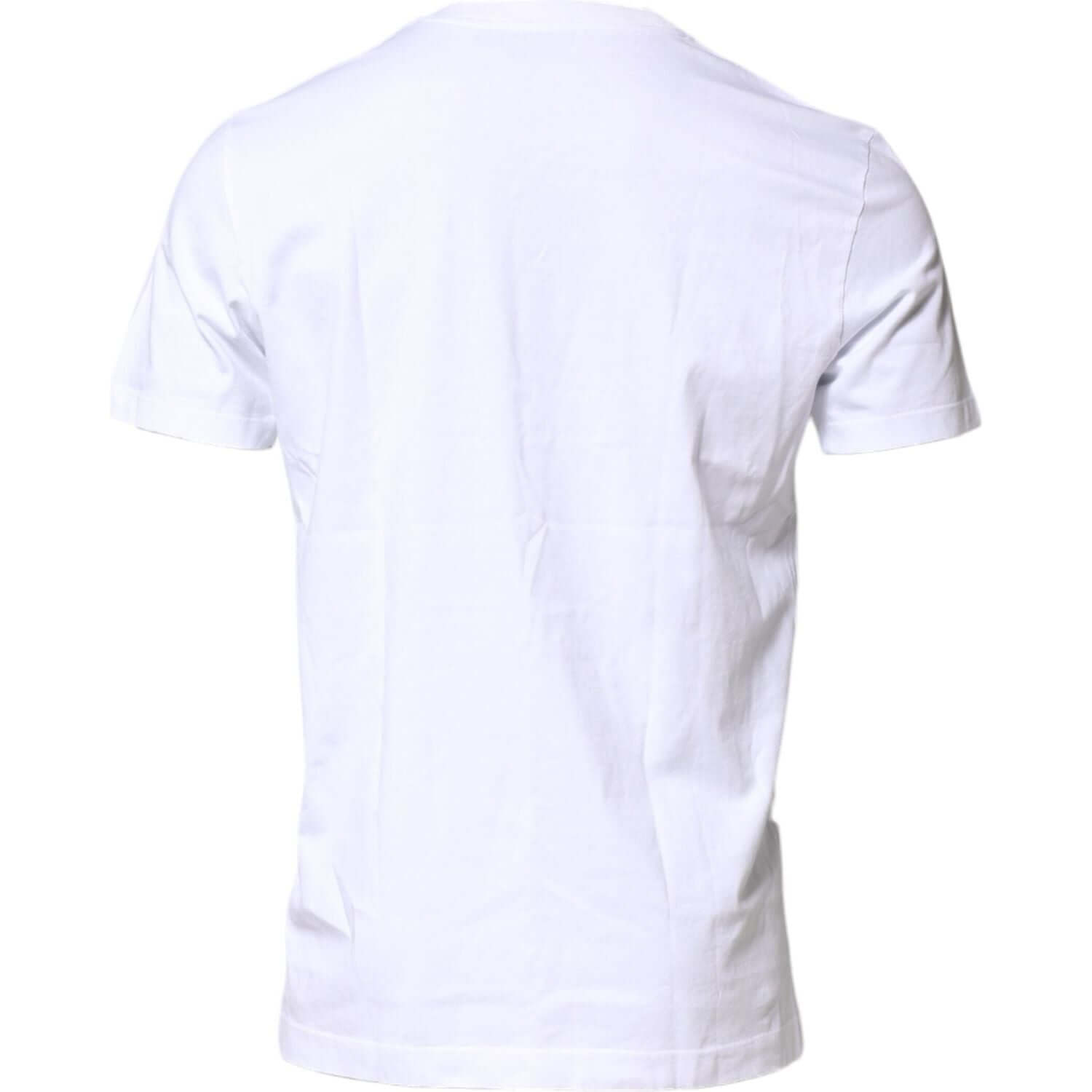 Dolce & Gabbana White Cotton Logo Patch Crew Neck T-shirt