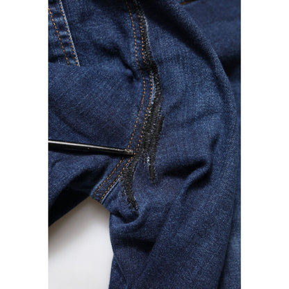 Dolce & Gabbana Blue Cotton High Waisted Cropped Denim Jeans