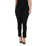 Dolce & Gabbana Black Cotton Logo Mid Waist Skinny Denim Jeans