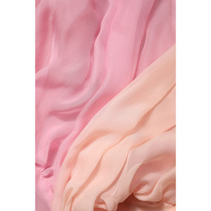 Dolce & Gabbana Pink Plunging V-neck Long Sleeves Blouse Top