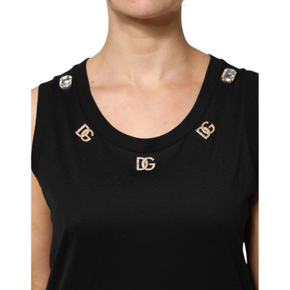Dolce & Gabbana Black DG Embellished Sleeveless Tank Top