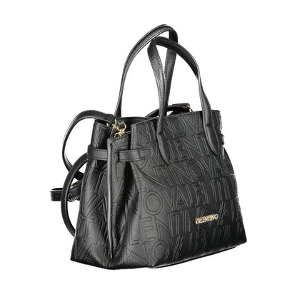 Mario Valentino Black Polyethylene Handbag with two handles, removable shoulder straps, and logo detail.