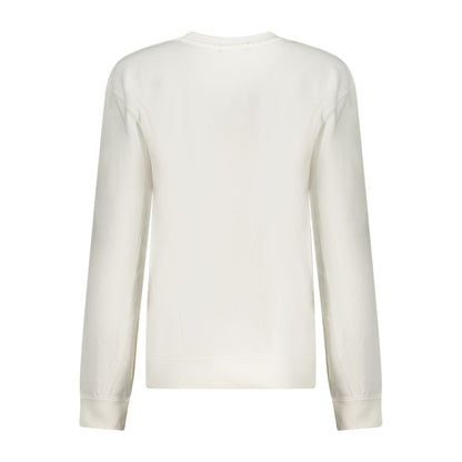 Back view of North Sails White Cotton Women Sweater with long sleeves and crew neck, showcasing high-quality design.
