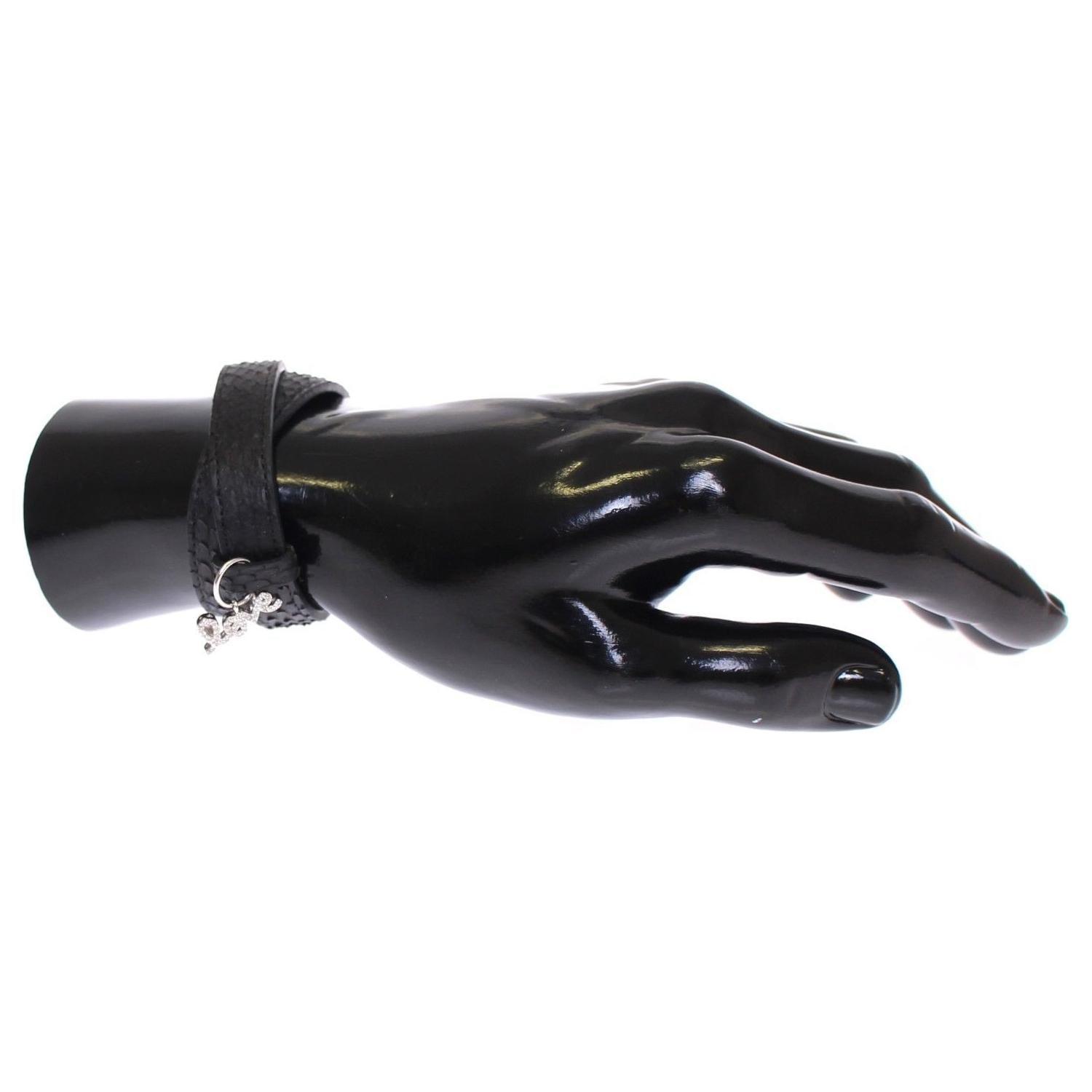 Nialaya Snakeskin CZ LOVE 925 Silver Bracelet