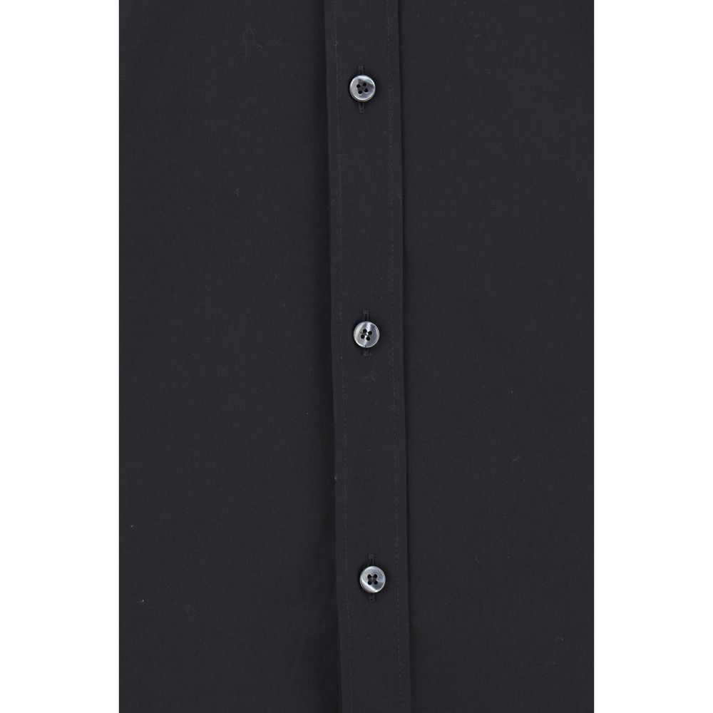 Dolce & Gabbana Shirt cotton black close-up with front button closure and classic collar for slim fit style, AW25 season.