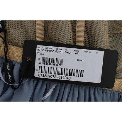 Dolce & Gabbana Blue Silk Crystal Sheath Gown Ball Dress