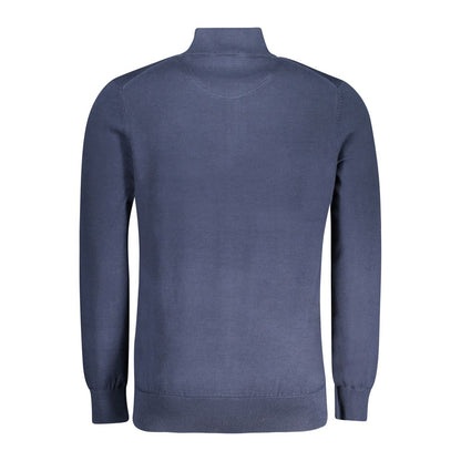 Back view of Timberland Blue Cotton Men Sweater showing elegant design and quality craftsmanship.