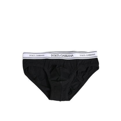 Dolce & Gabbana Black Cotton Stretch Regular Brief Underwear Dolce & Gabbana