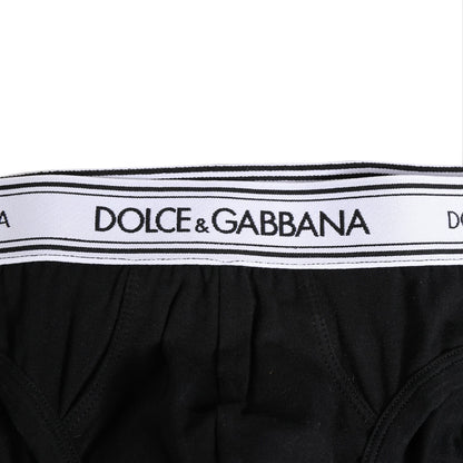 Dolce & Gabbana Black Cotton Stretch Regular Brief Underwear Dolce & Gabbana