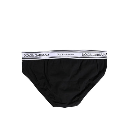 Dolce & Gabbana Black Cotton Stretch Regular Brief Underwear Dolce & Gabbana