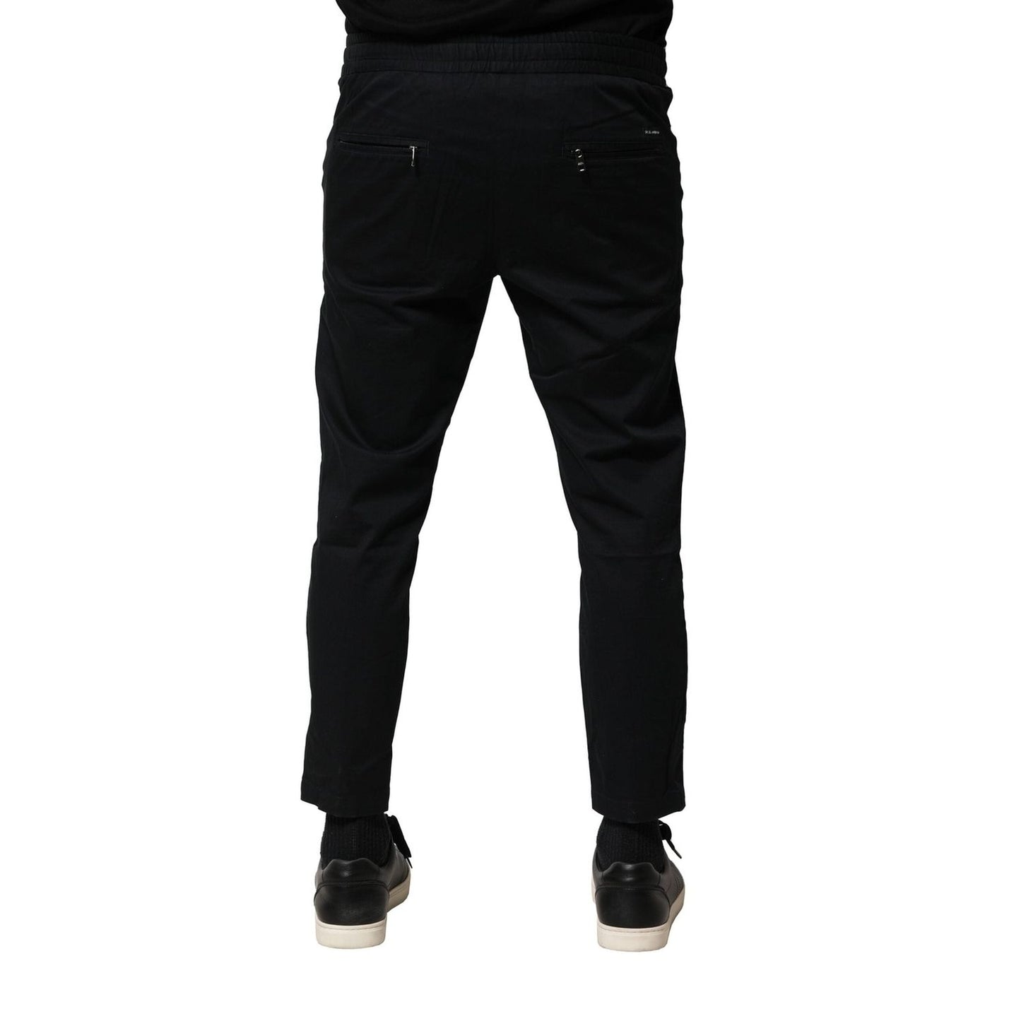 Dolce & Gabbana Black Cotton Mid Waist Jogger Pants