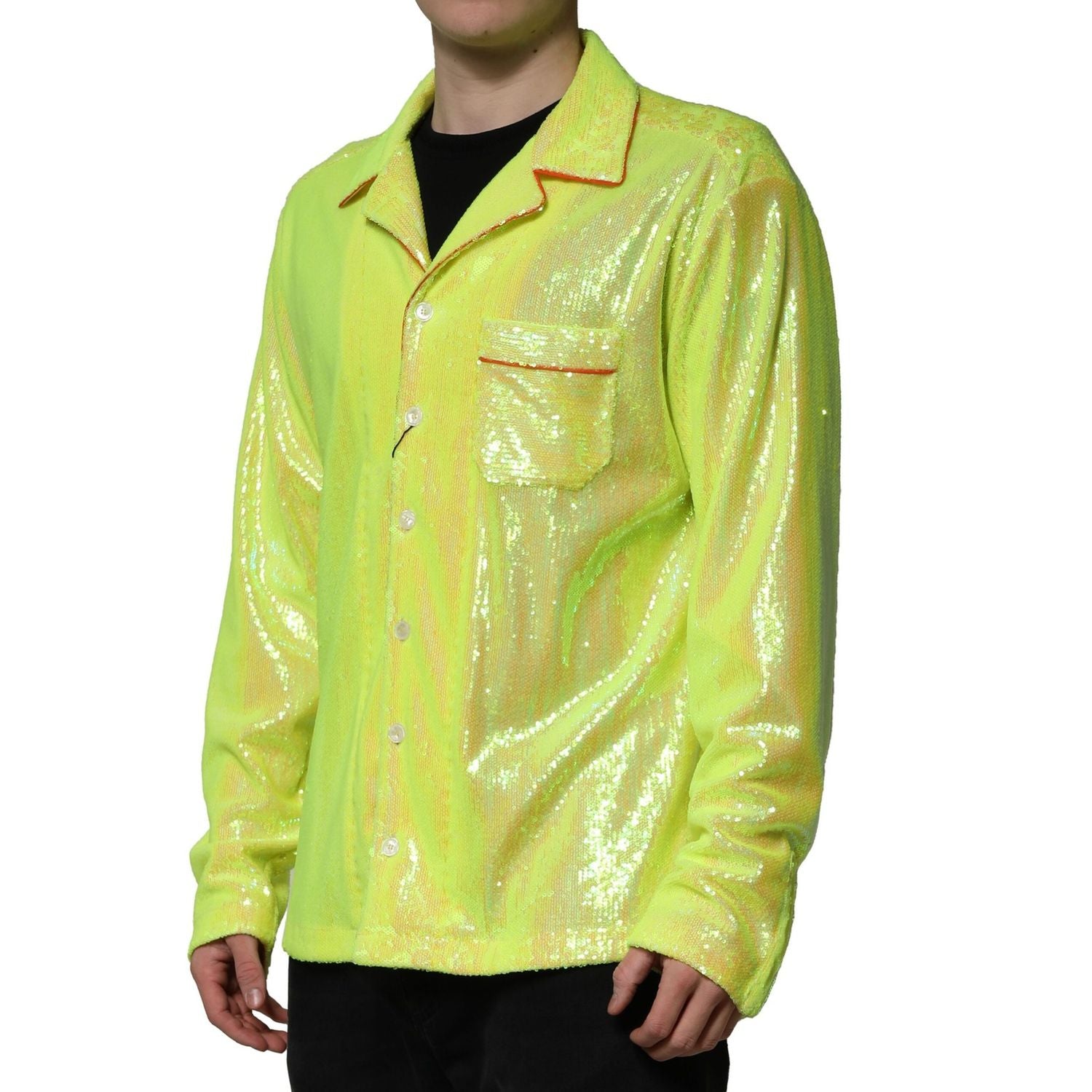 Dolce & Gabbana Yellow Sequin Polyester Lounge Casual Shirt
