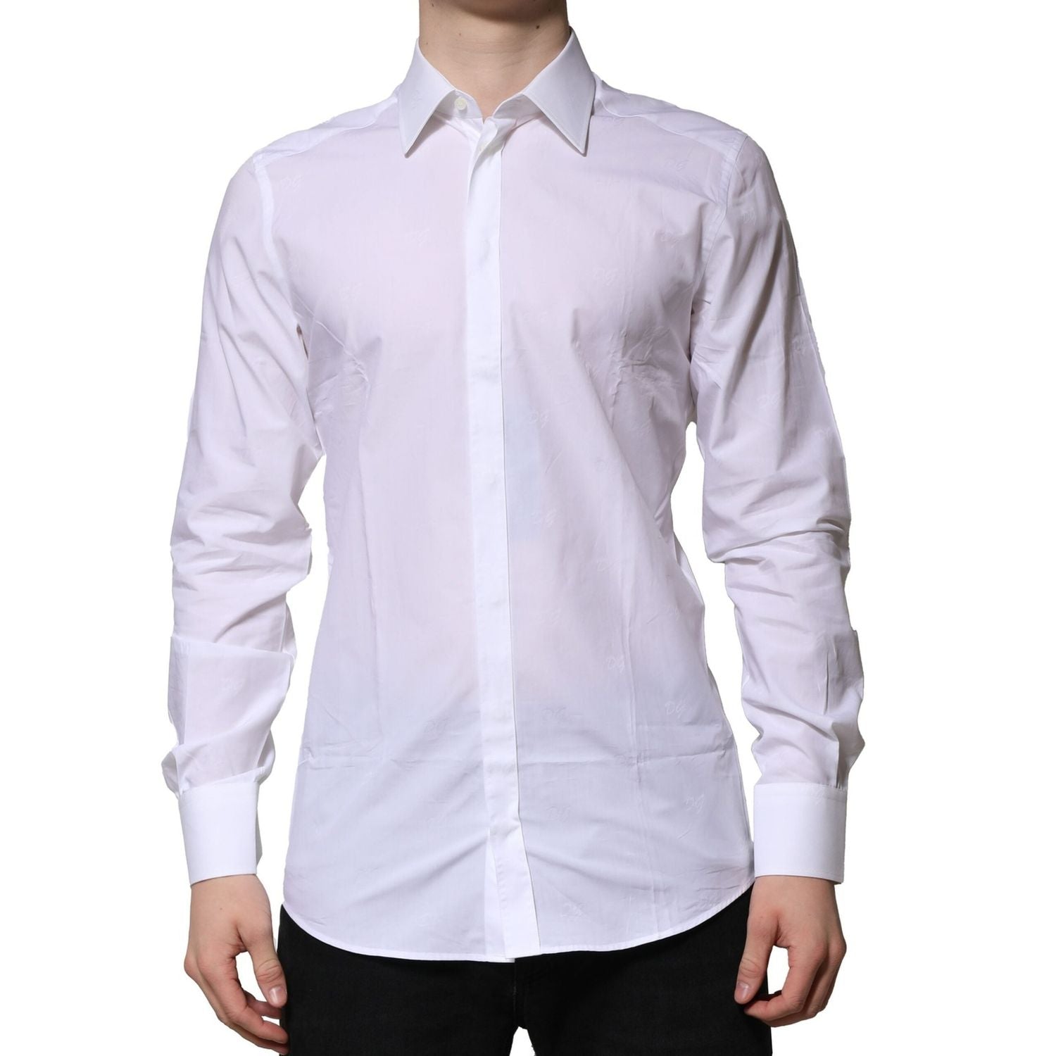 Dolce & Gabbana White GOLD Long Sleeves Dress Formal Shirt