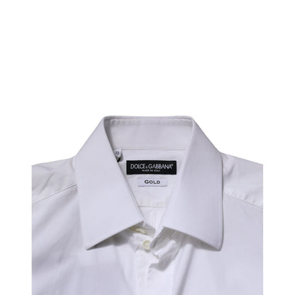 Dolce & Gabbana White GOLD Long Sleeves Men Dress Formal Shirt