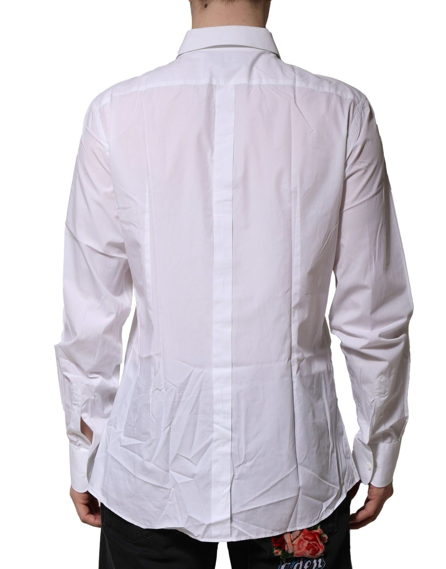 Dolce & Gabbana White Bib Cotton Poplin GOLD Formal Shirt