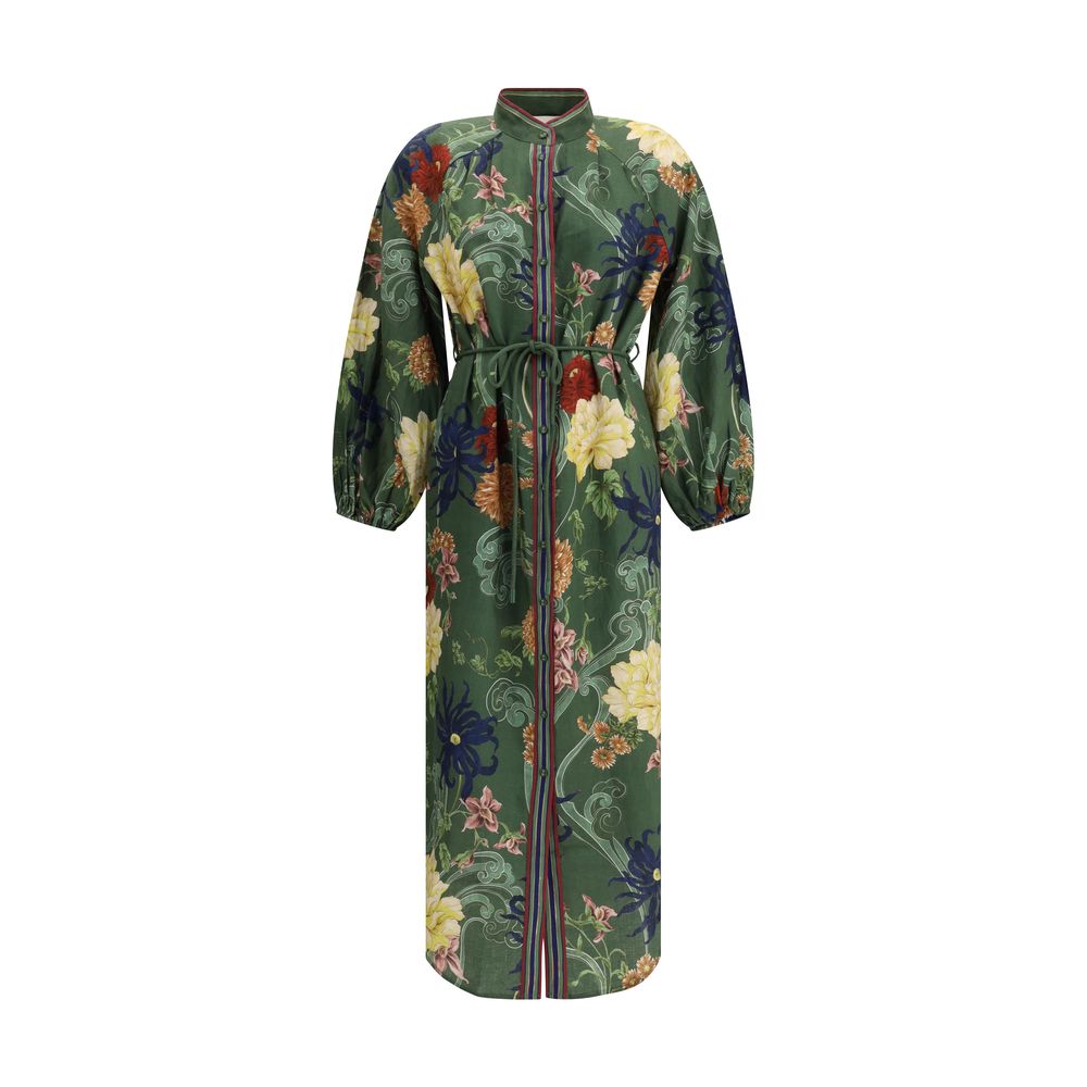 Alemais Green Linen Casual Dress