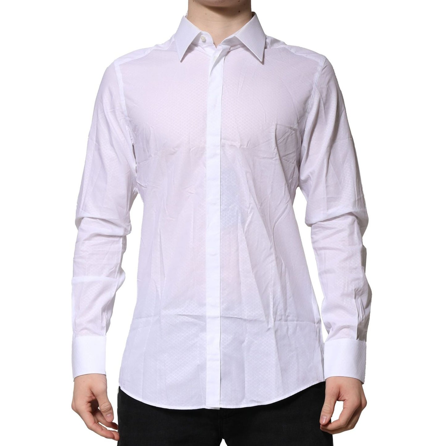 Dolce & Gabbana White MARTINI Long Sleeves Men Formal Shirt