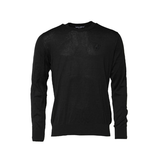 Dolce & Gabbana Black Cotton DG Logo Men Sweatshirt Sweater