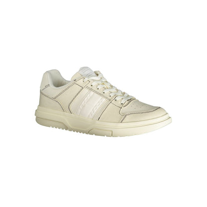 Alt Tag: "Tommy Hilfiger White Polyester Sneaker with laces and contrast details"
