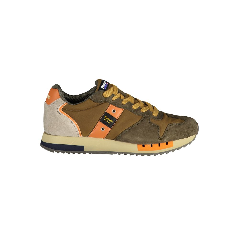 Blauer Brown Polyester Sneaker with laces, contrasting details, and logo print, perfect sports shoe for style and comfort.