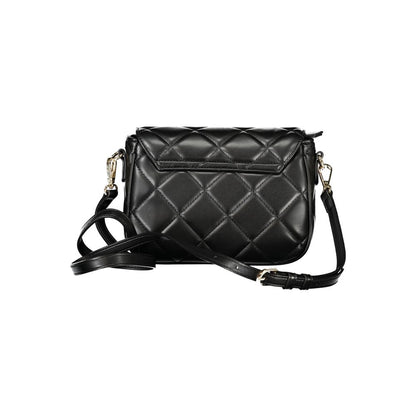 Mario Valentino Black Polyethylene Women Handbag with quilted design and adjustable strap, perfect for urban chic style.