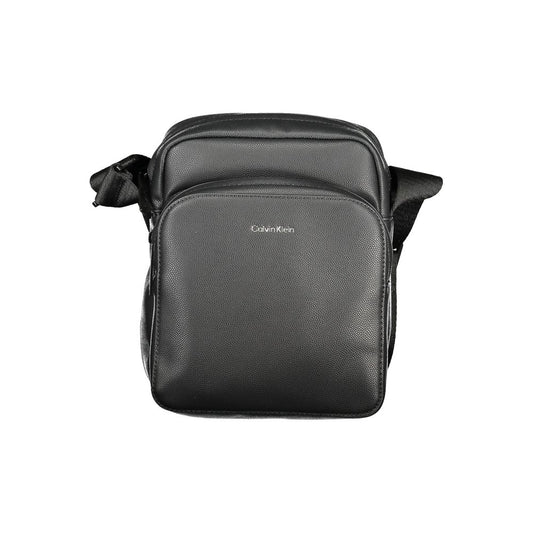 Calvin Klein Black Polyester Men Shoulder Bag with adjustable strap and exterior pocket