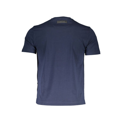 Back view of Plein Sport Blue Cotton Men T-Shirt in navy color