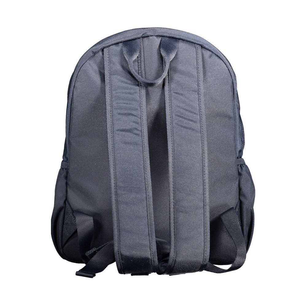 Back view of Tommy Hilfiger Blue Polyester Men Backpack with adjustable shoulder straps