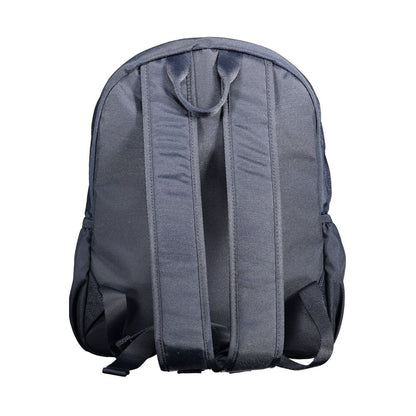 Back view of Tommy Hilfiger Blue Polyester Men Backpack with adjustable shoulder straps